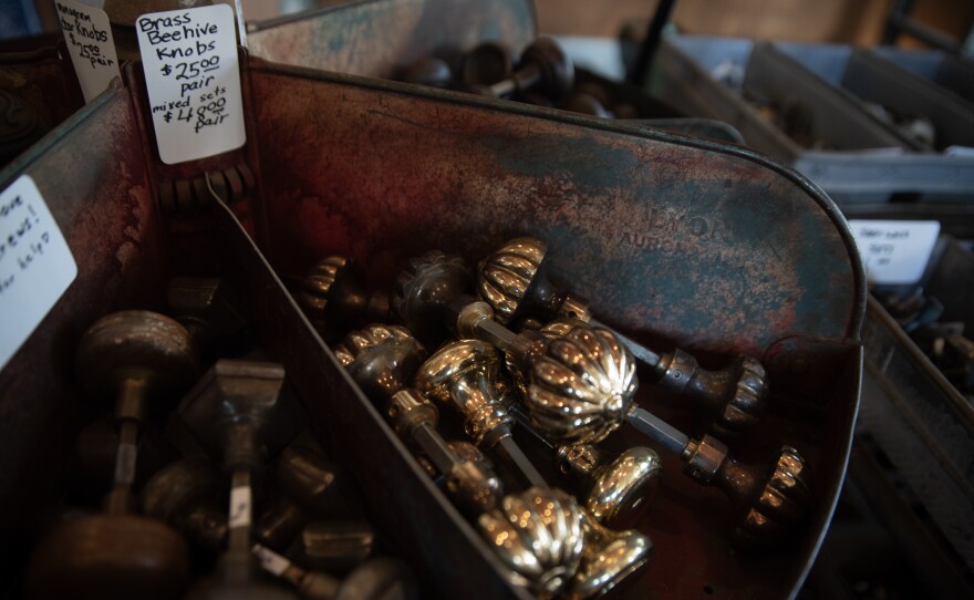 Stylized vintage door knobs are shown inside Architectural Salvage on Jan. 11, 2024.