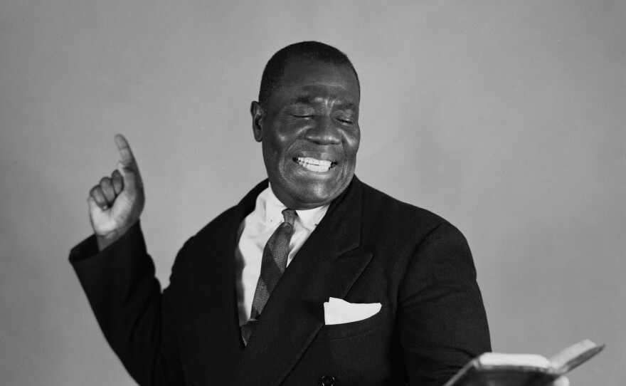 A studio portrait of Jimmy Liggins , musician and son of "Mother" Liggins, a preacher, 1950.