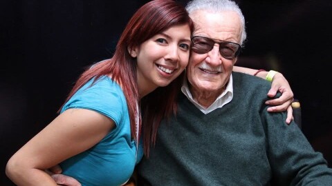 Dafne Alcaraz and Marvel Comics legend Stan Lee smile in this undated photo.