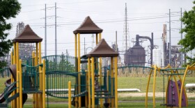 A playground outside the Prince Hall Village Apartments sits empty near one of the petrochemical facilities in Port Arthur, Texas, March 23, 2020.