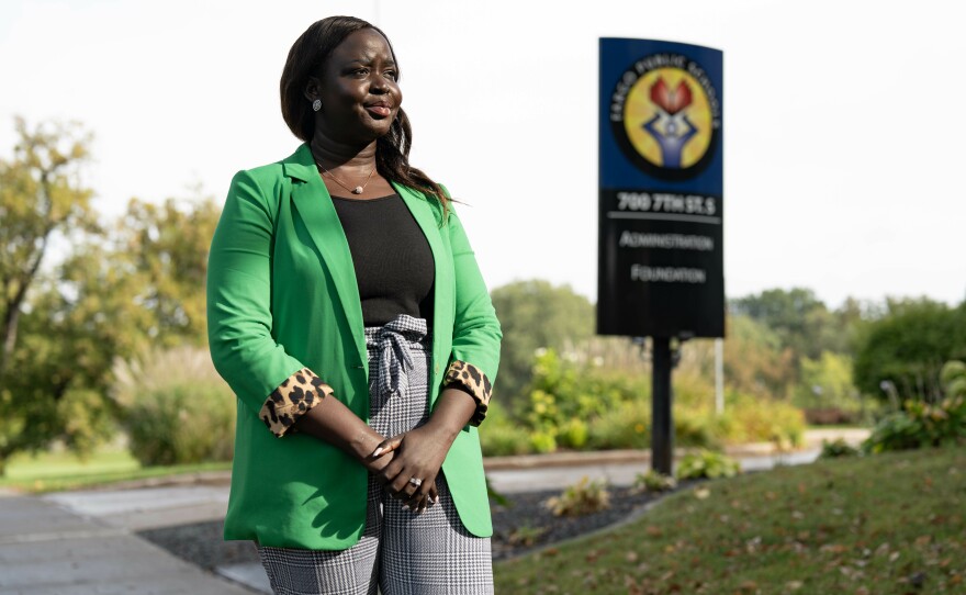 Nyamal Dei was born in what is now South Sudan. She was elected to the Fargo Public Schools Board of Education in 2022 — the first Black woman to be elected to public office in Fargo, N.D.