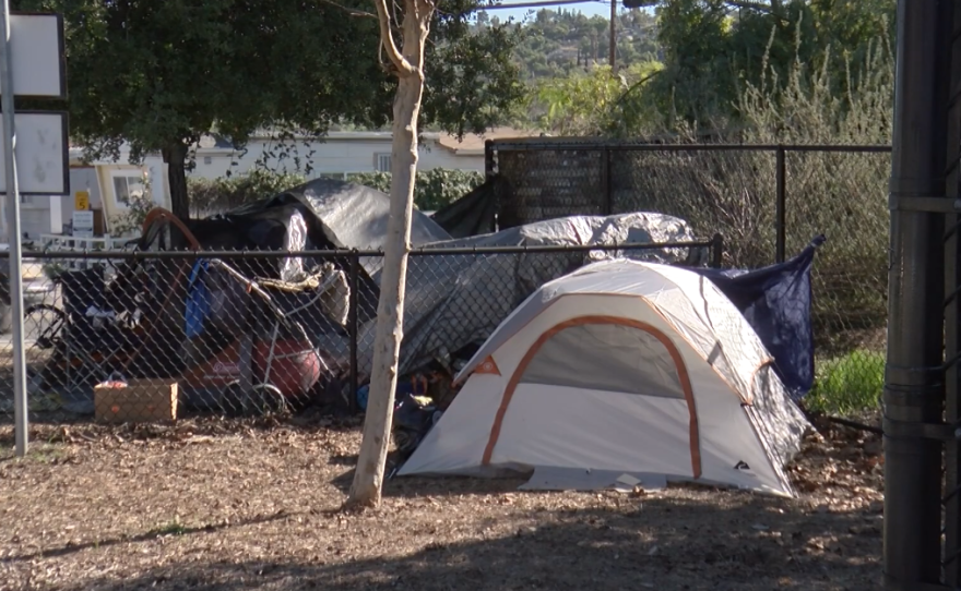 A homeless encampment in Spring Valley on January 7, 2020. 