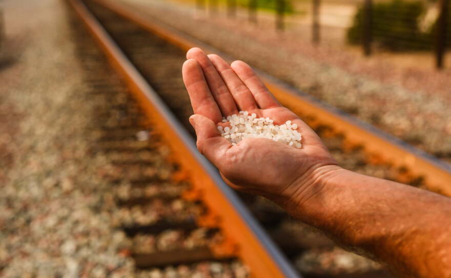 A person holding a nurdle was discovered on May 2, 2026, next to railroad tracks near Lucadia Boulevard and Coast Highway.