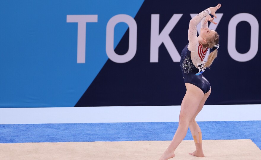 U.S. gymnast Jade Carey competes during the women's floor exercise final on Monday at the Tokyo Olympic Games.