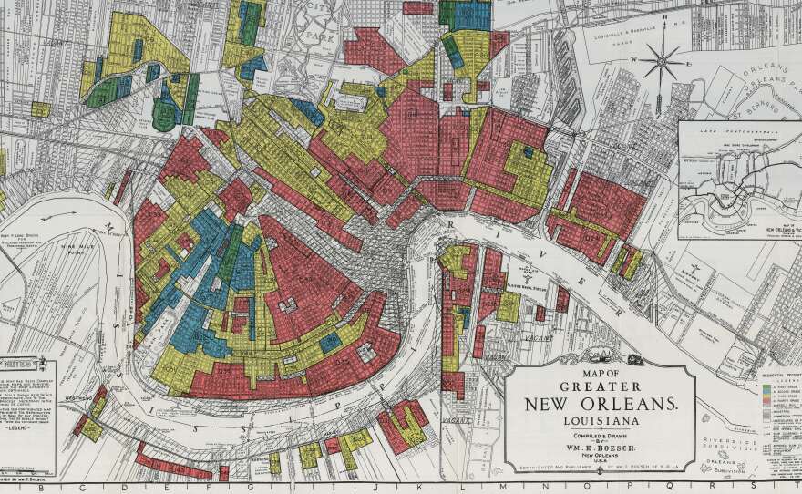 The original HOLC map of New Orleans.