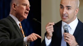 The image above shows Democratic Gov. Jerry Brown, left, and Republican challenger Neel Kashkari, right.   