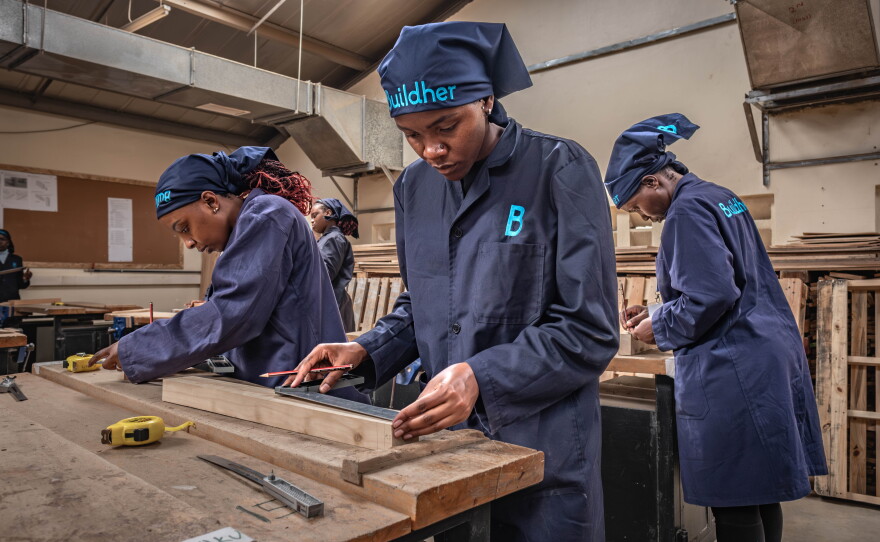 Students hone their carpentry skills.