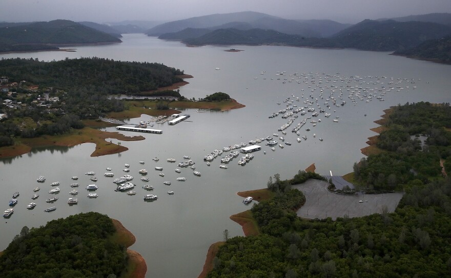 Bidwell Marina at Lake Oroville in April in Oroville, Calif. After record rainfall and snow in the mountains, much of California's landscape has turned from brown to green and reservoirs across the state are near capacity.