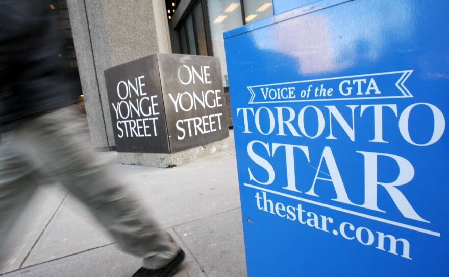 A Toronto Star newspaper box is seen here in front of the newspaper's Toronto offices. Torstar, the newspaper's owner, says it plans to enter the online gaming business to support its journalism.
