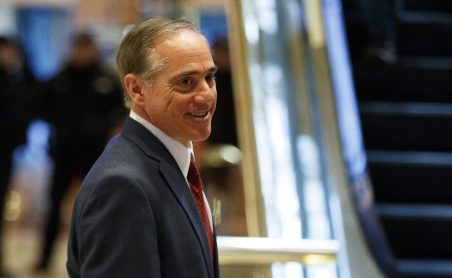 David Shulkin, the under secretary for health at the Department of Veterans Affairs, leaves a meeting with President-elect Donald Trump on Monday at Trump Tower in New York.