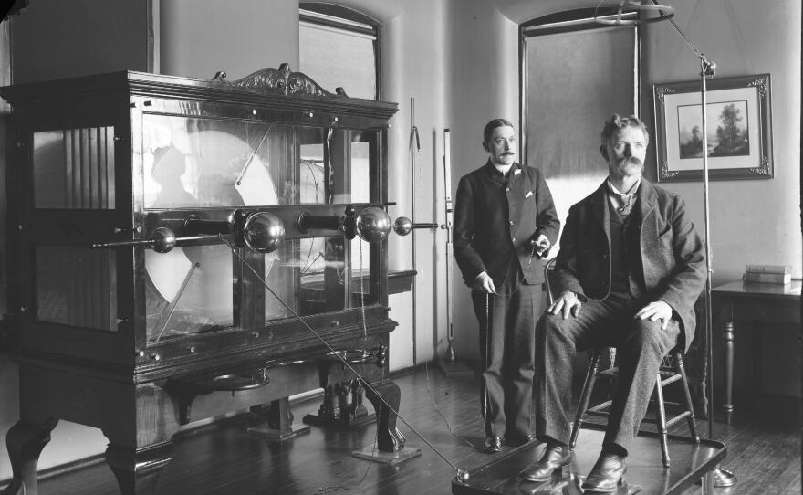 This "old electric shock machine," shown above circa 1920, was used for patient therapy at St. Elizabeths in the early 20th century.