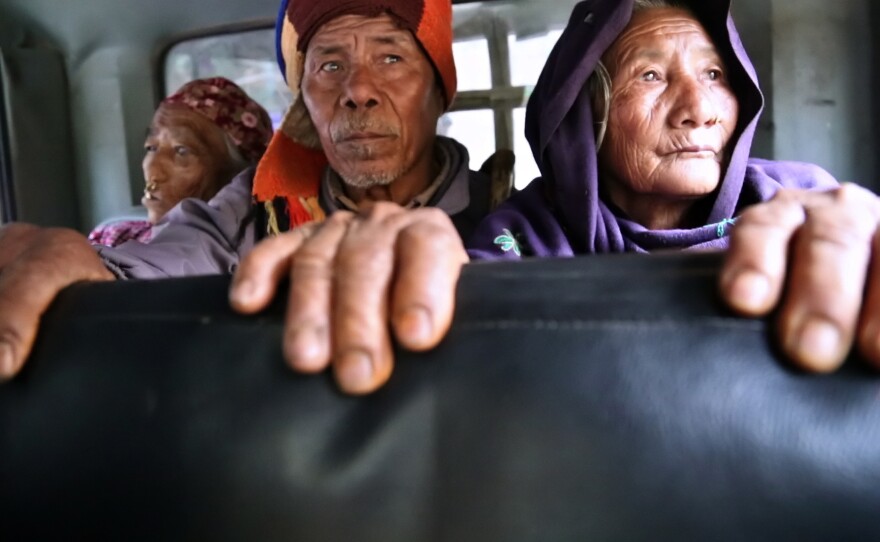 Durga and Manisara en route to their eye surgery.