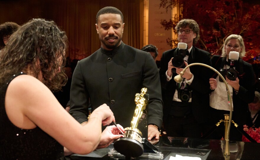 Michael B. Jordan has their Oscar® engraved at the Governors Ball following the 98th Oscars® at the Dolby Theatre at Ovation Hollywood in Los Angeles, CA, on Sunday, March 15, 2026.