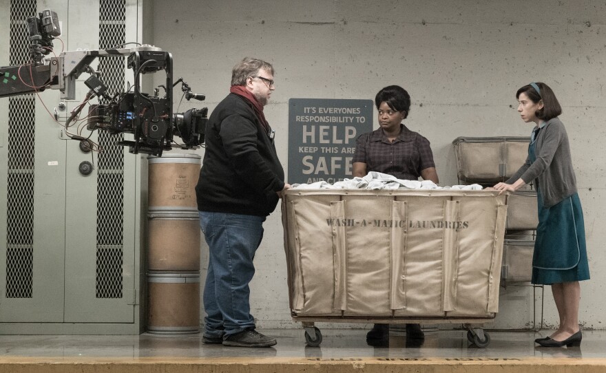 Guillermo Del Toro on the set of "The Shape of Water." Here he directs Octavia Spencer and Sally Hawkins.