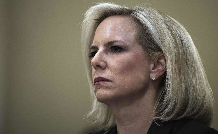 Secretary of Homeland Security Kirstjen Nielsen is leaving her post, President Trump announced Sunday. Here she testifies on Capitol Hill on March 6.