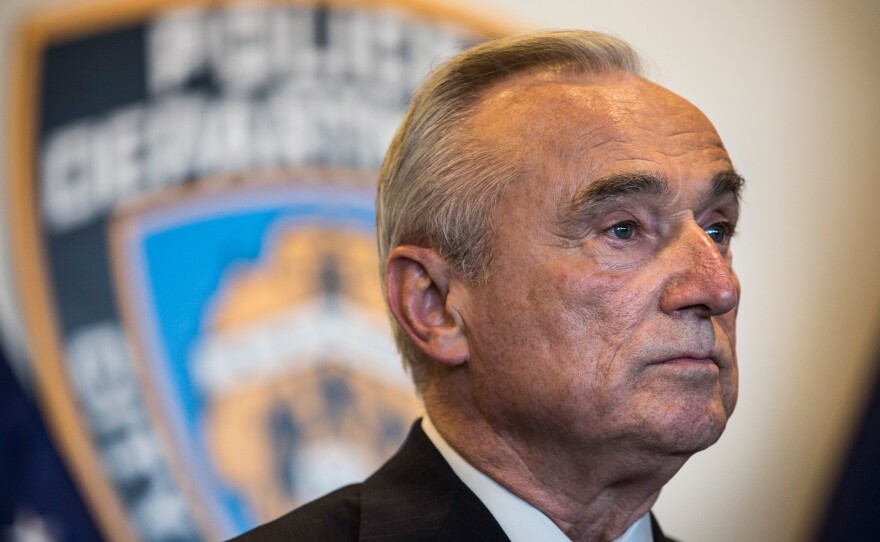 New York Police Department Commissioner William Bratton attends a press conference after witnessing police being retrained under new guidelines at the Police Academy on Dec. 4.