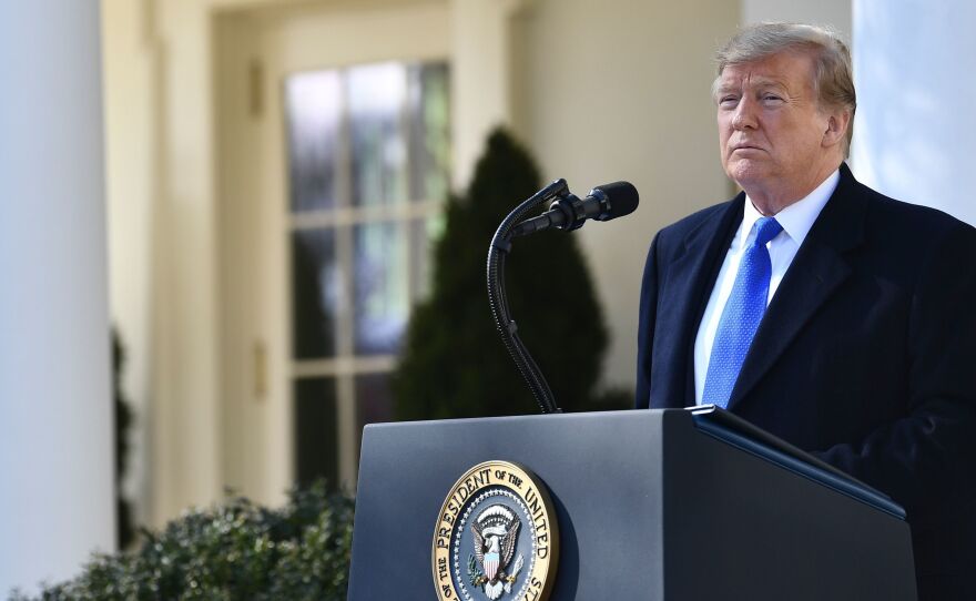 President Trump delivers remarks about border security in the Rose Garden at the White House on Friday.