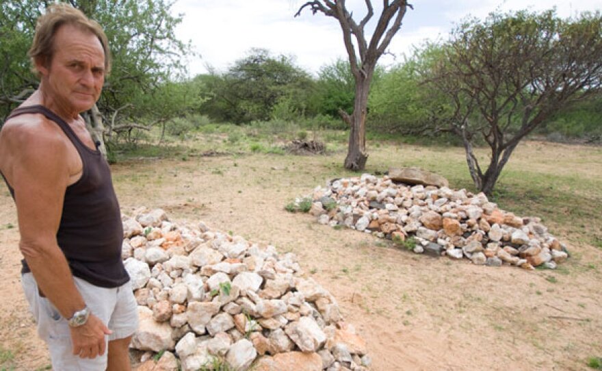 Tony Fitzjohn at George Adamson’s Grave.