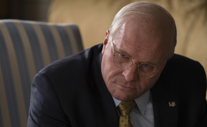 Not throwing away his shot(gun): Christian Bale's Dick Cheney smirks and glowers in Vice.