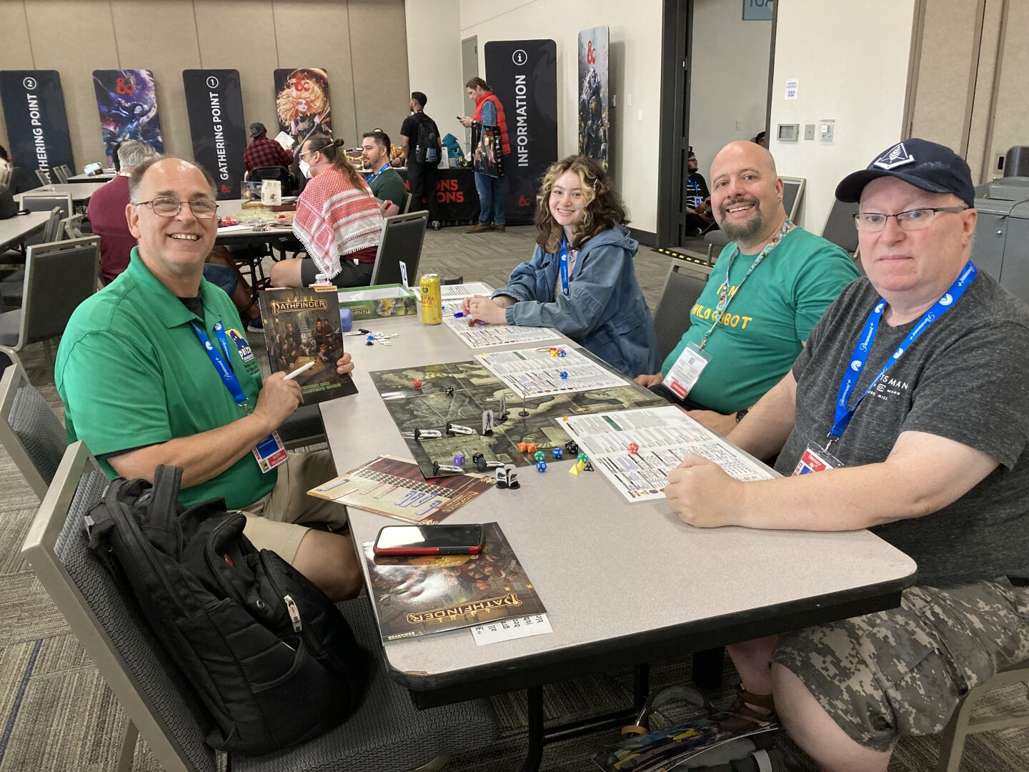 From the left: Dungeon master Scott Gellerman plays Dungeons and Dragons with players Madeleine, JP and Joe Jungers on July 26, 2024 at Comic-Con.