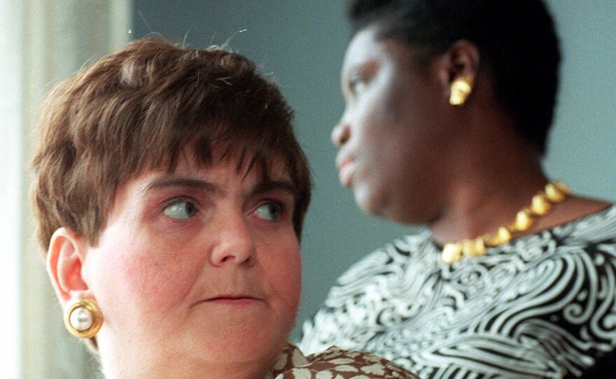 Elaine Wilson (left) and Lois Curtis, two Georgia women with developmental disabilities and mental illness, are seen in 1999. At the Supreme Court, lawyers argued that under the Americans with Disabilities Act, they had a right to get care in their community, not in state hospitals.