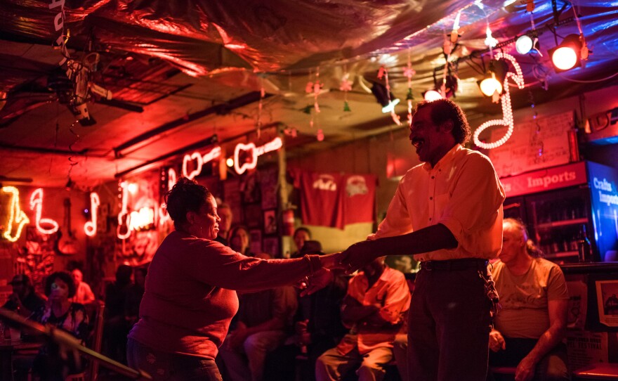 The blues can make you happy. The dancers at Red's Juke Joint in Clarkdale, Miss., photographed on Oct. 28, 2016, are clearly into the groove.