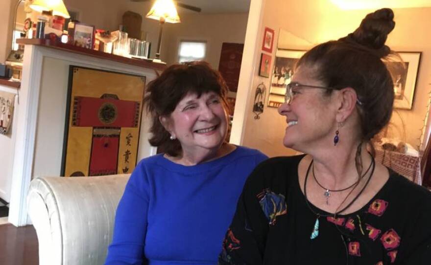 Rosemarie Reeder (left) and Katrina Harden (right) in Grass Valley during December 2019.
