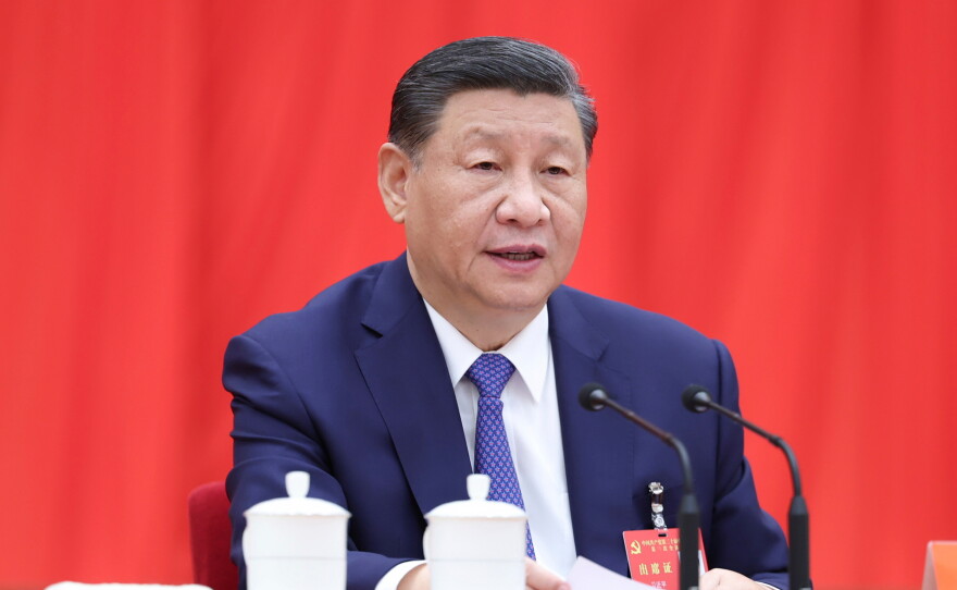 FILE - In this photo released on July 18, 2024, by Xinhua News Agency Chinese President Xi Jinping speaks at the third plenary session of the 20th Communist Party of China (CPC) Central Committee held from July 15 to 18 in Beijing.