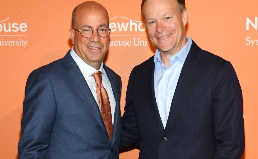 Former CNN head Jeff Zucker, left, poses with Licht at the 2019 Mirror Awards in New York City on June 13, 2019.