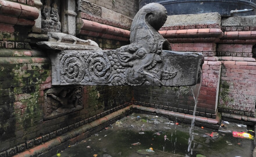 A stone carved Hiti still provides water around the clock in Nepal's Kathmandu Valley.