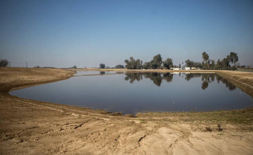 The Savory Basin outside of Fresno was built two years ago to refill the aquifer with captured stormwater. The Fresno district spent millions to buy farmland and create basins for percolating water underground to help meet the requirements of state groundwater management regulations. <br/>