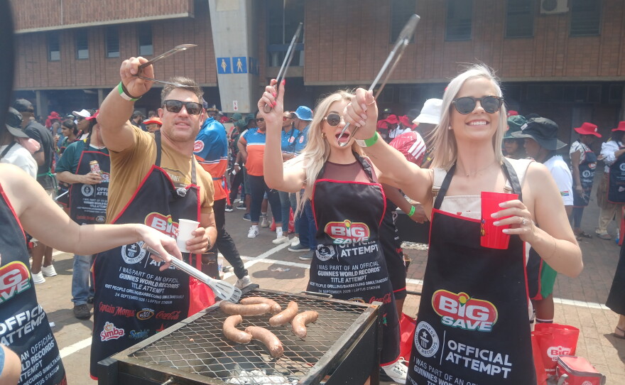 Participants at Loftus Versfeld Stadium in Pretoria where thousands of South Africans gathered on 24 September, 2026, to try and break the Guinness World Record for the biggest ever braai, or barbecue.