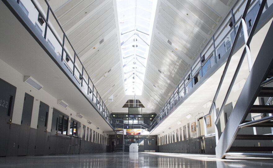Within the Federal Bureau of Prisons, inmates are asked to "voluntarily" agree to electronic monitoring in order to use the bureau's email system. Above, a prison cell block is seen at the Federal Correctional Institution, El Reno in Oklahoma in 2015.