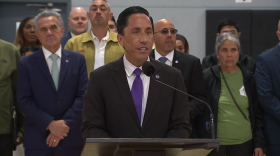Mayor Todd Gloria speaks at a press conference on Wednesday, May 13, 2026.