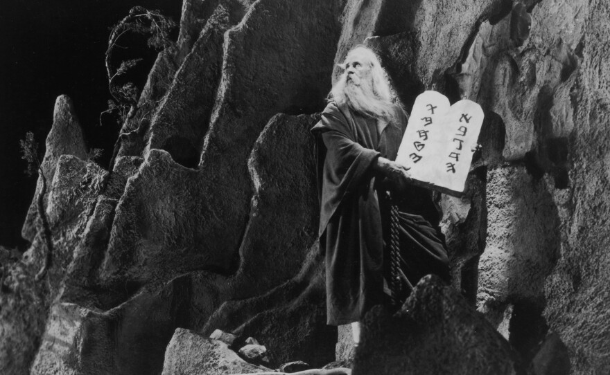 American actor Theodore Roberts as Moses in Cecil B. DeMille's silent version of <em>The Ten Commandments —</em> one of many works from 1923 that entered the public domain on Jan. 1.