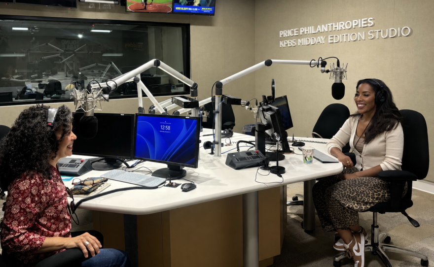 Ana Hernandez (left) joins KPBS Midday Edition host Jade Hindmon (right) for an interview.