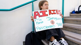 The signs reflected wide-reaching concerns with artificial intelligence at the protest at the SDSU union on Oct. 20, 2026.