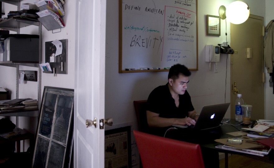Jose Antonio Vargas works in his New York City apartment May 26. Vargas, a journalist, has revealed to the public that he is an illegal immigrant.