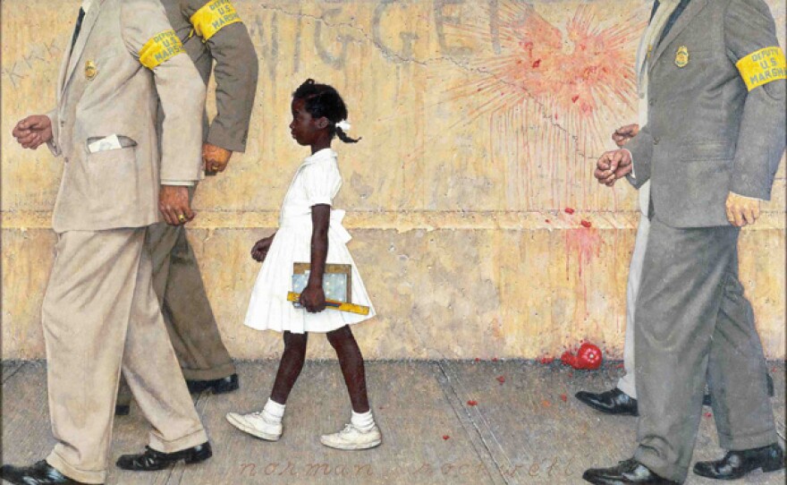 Norman Rockwell depicted the history-changing walk by the six-year old Ruby Bridges in his iconic painting entitled