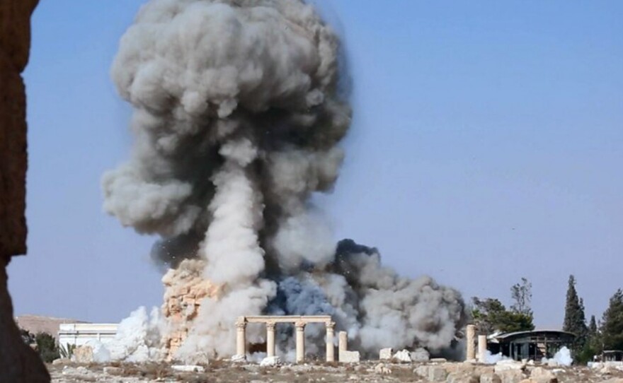 An undated image, released by the self-declared Islamic State, apparently shows the destruction of another famous site at Palmyra: the 2,000-year-old temple of Baalshamin. The image is consistent with <a href="http://www.npr.org/436377457">reports</a> that the militant group detonated explosives around the temple about a week before destroying the Temple of Bal.