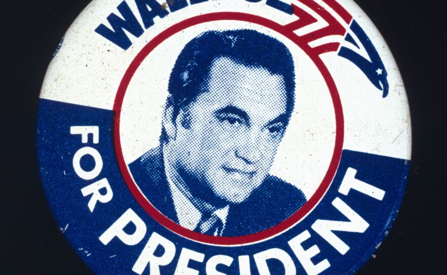 A pin supporting the candidacy of Alabama Gov. George Wallace for president.