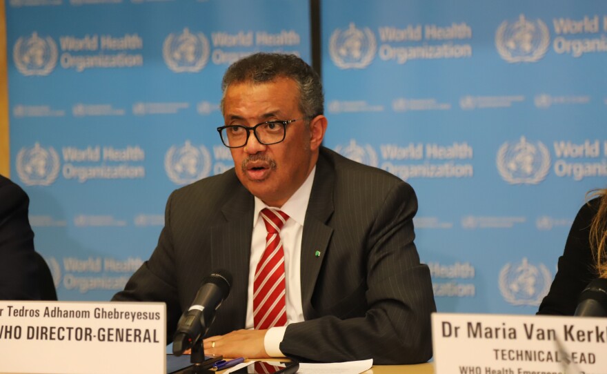 World Health Organization Director-General Tedros Adhanom Ghebreyesus at a news conference in March.