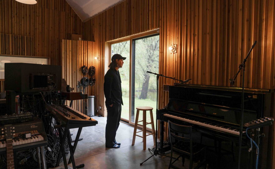 Dessner overlooks the long pond behind his studio.