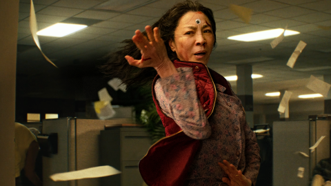 Michelle Yeoh kicking the multiverse into submission in "Everything Everywhere All at Once."