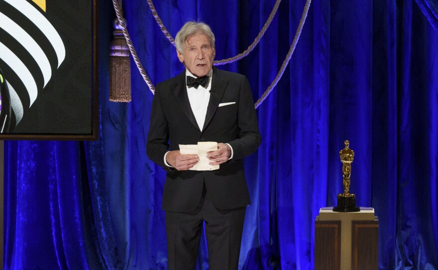 Harrison Ford presents the Oscar® for Film Editing during the live ABC Telecast of The 93rd Oscars® at Union Station in Los Angeles, CA on Sunday, April 25, 2021.