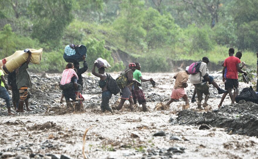 A photo taken Wednesday shows the river La Digue southwest of the capital, Port-au-Prince, where the storm caused the collapse of a bridge on the only road linking the capital to Haiti's southwest.
