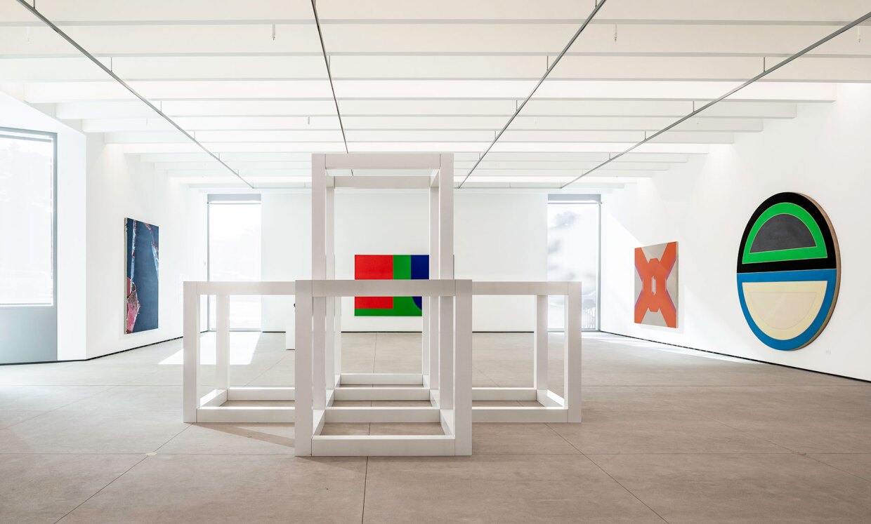 The newly expanded MCASD features quadruple the gallery space for displaying art, like Ellsworth Kelly's 1963 "Red Blue Green" on the far wall and Sol LeWitt's 1976 "Six-Part Modular Cube" in the foreground.<br/>