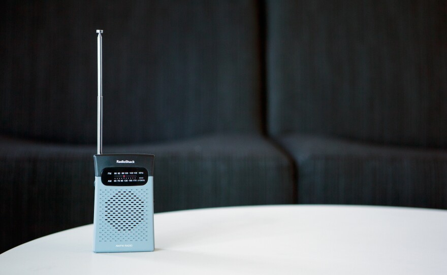 We finally found this simple, traditional radio at Radioshack — though they are also available, in abundance, online.