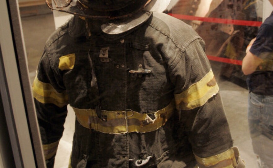 The helmet and jacket of Ielpi's son Jonathan are on display at the Tribute WTC Visitor Center.