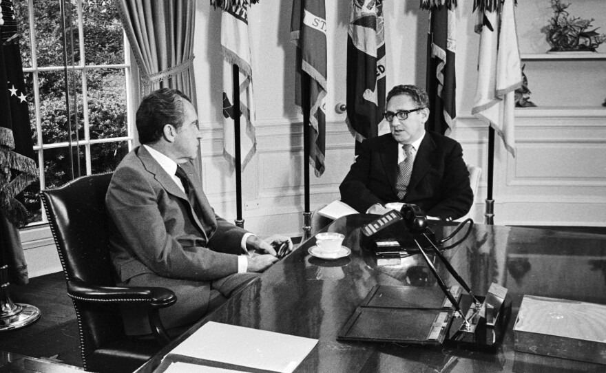 President Richard Nixon and his adviser Henry Kissinger are pictured at the White House on or about Oct. 1, 1973. Nixon instructed top U.S. officials to prevent Allende from taking office. Kissinger directed much of the U.S. foreign policy toward Chile.